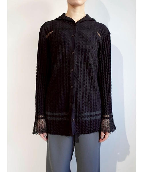 sahara（サハラ）の「Sheer Hoodie Cardigan/シアーフーディーカーディガン（カーディガン/ボレロ・レディース・ブラック/ブルー/ホワイト/ブラウン・FREE）」の15枚目の写真