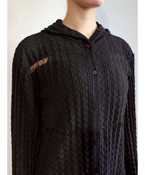 sahara（サハラ）の「Sheer Hoodie Cardigan/シアーフーディーカーディガン（カーディガン/ボレロ・レディース・ブラック/ブルー/ホワイト/ブラウン・FREE）」の16枚目の写真