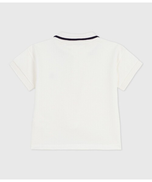PETIT BATEAU（プチバトー）の「鹿の子編み半袖ポロシャツ（ポロシャツ・キッズ・オフホワイト/ブルー・12MONTH/18MONTH/24MONTH/36MONTH）」の3枚目の写真