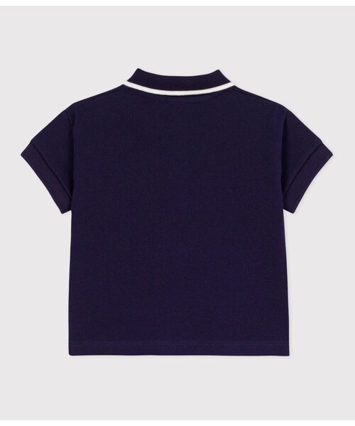 PETIT BATEAU（プチバトー）の「鹿の子編み半袖ポロシャツ（ポロシャツ・キッズ・オフホワイト/ブルー・12MONTH/18MONTH/24MONTH/36MONTH）」の5枚目の写真