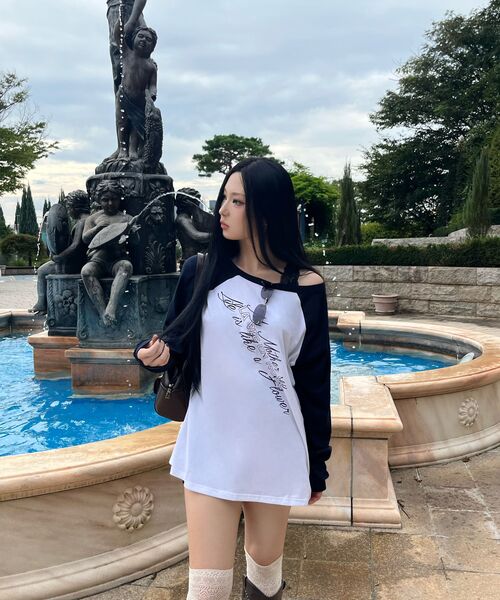 HAVISM(ヘビズム)の「LVER BOAT NECK RAGLAN L/S TEE(WHITE)(Tシャツ/カットソー・レディース・その他・ONE SIZE)」の2枚目の写真