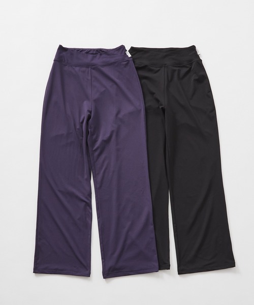 Julier Yoga and Relax(ジュリエヨガアンドリラックス)の「Julier エコシーベア天フレアレギンス(レギンス/スパッツ・レディース・パープル/ブラック・1/0)」の4枚目の写真