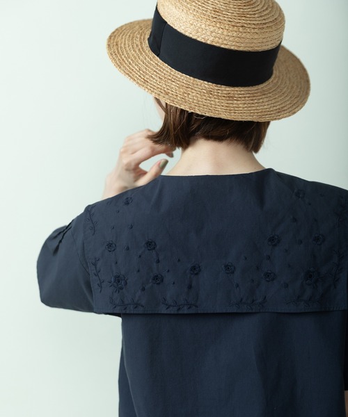 PAR ICI(パーリッシィ)の「お花カットワーク刺繍セーラーブラウス(シャツ/ブラウス・レディース・ホワイト/ネイビー・FREE)」の9枚目の写真