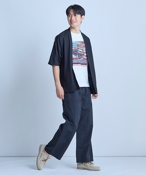 UNION STATION（ユニオンステーション）の「【WEB限定】シア―5分袖ボタンレスカーディガン＜ストレッチ・ハンドウォッシャブル・接触冷感・通気性＞（Tシャツ/カットソー・メンズ・チャコールグレー/ベージュ/ブラウン/ブラック・L/M）」の16枚目の写真