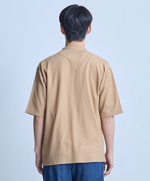 UNION STATION（ユニオンステーション）の「【WEB限定】シア―5分袖ボタンレスカーディガン＜ストレッチ・ハンドウォッシャブル・接触冷感・通気性＞（Tシャツ/カットソー・メンズ・チャコールグレー/ベージュ/ブラウン/ブラック・L/M）」の7枚目の写真