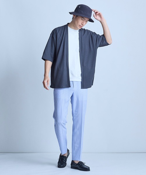 UNION STATION（ユニオンステーション）の「【WEB限定】シア―5分袖ボタンレスカーディガン＜ストレッチ・ハンドウォッシャブル・接触冷感・通気性＞（Tシャツ/カットソー・メンズ・チャコールグレー/ベージュ/ブラウン/ブラック・L/M）」の21枚目の写真