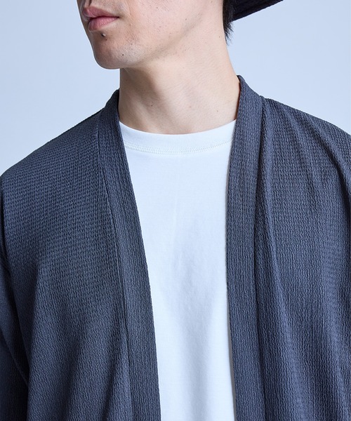UNION STATION（ユニオンステーション）の「【WEB限定】シア―5分袖ボタンレスカーディガン＜ストレッチ・ハンドウォッシャブル・接触冷感・通気性＞（Tシャツ/カットソー・メンズ・チャコールグレー/ベージュ/ブラウン/ブラック・L/M）」の20枚目の写真