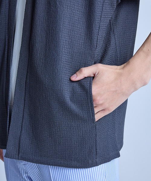 UNION STATION（ユニオンステーション）の「【WEB限定】シア―5分袖ボタンレスカーディガン＜ストレッチ・ハンドウォッシャブル・接触冷感・通気性＞（Tシャツ/カットソー・メンズ・チャコールグレー/ベージュ/ブラウン/ブラック・L/M）」の19枚目の写真