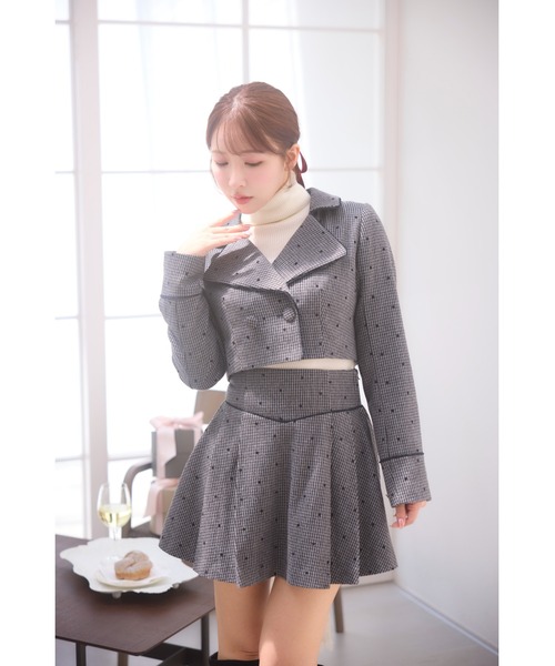 MISTREASS(ミストレアス)の「Dot Frocky Tweed Cropped Jacket(テーラードジャケット・レディース・ブラック・FREE)」の2枚目の写真