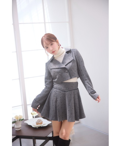 MISTREASS(ミストレアス)の「Dot Frocky Tweed Cropped Jacket(テーラードジャケット・レディース・ブラック・FREE)」の3枚目の写真