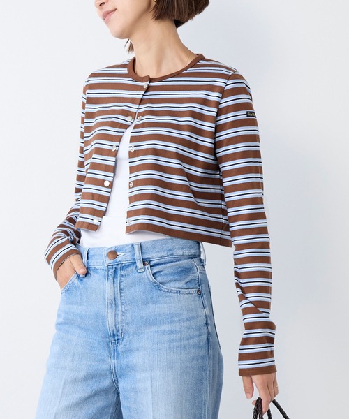 Le Minor(ルミノア)の「【Le minor】ボーダーショートカーディガン-SHORT CARDIGAN(カーディガン/ボレロ・レディース・ストライプ・FREE)」の2枚目の写真