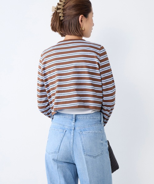 Le Minor(ルミノア)の「【Le minor】ボーダーショートカーディガン-SHORT CARDIGAN(カーディガン/ボレロ・レディース・ストライプ・FREE)」の3枚目の写真