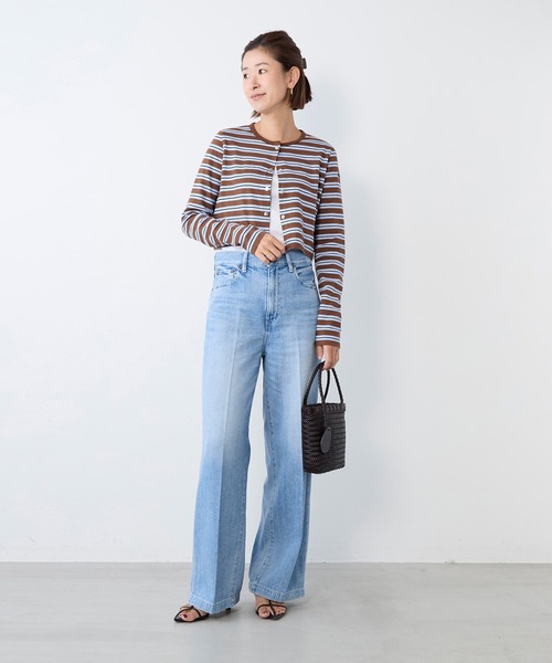 Le Minor(ルミノア)の「【Le minor】ボーダーショートカーディガン-SHORT CARDIGAN(カーディガン/ボレロ・レディース・ストライプ・FREE)」の4枚目の写真