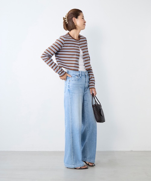 Le Minor(ルミノア)の「【Le minor】ボーダーショートカーディガン-SHORT CARDIGAN(カーディガン/ボレロ・レディース・ストライプ・FREE)」の6枚目の写真