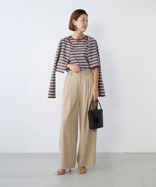 Le Minor(ルミノア)の「【Le minor】ボーダーショートカーディガン-SHORT CARDIGAN(カーディガン/ボレロ・レディース・ストライプ・FREE)」の10枚目の写真