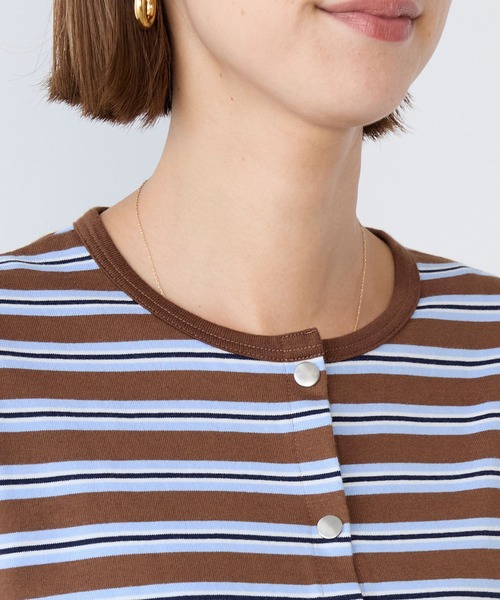 Le Minor(ルミノア)の「【Le minor】ボーダーショートカーディガン-SHORT CARDIGAN(カーディガン/ボレロ・レディース・ストライプ・FREE)」の15枚目の写真