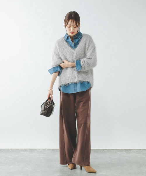 GLOBAL WORK（グローバルワーク）の「シャギーカーディガン/638405（カーディガン/ボレロ・レディース・ライトグレー/ベージュ系その他3/チャコールグレー・MEDIUM/LARGE）」の8枚目の写真