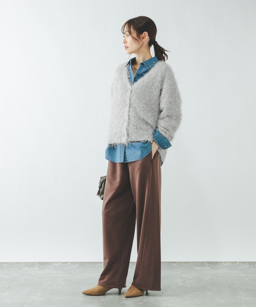 GLOBAL WORK（グローバルワーク）の「シャギーカーディガン/638405（カーディガン/ボレロ・レディース・ライトグレー/ベージュ系その他3/チャコールグレー・MEDIUM/LARGE）」の9枚目の写真