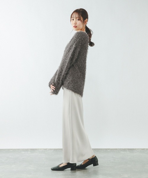 GLOBAL WORK（グローバルワーク）の「シャギーカーディガン/638405（カーディガン/ボレロ・レディース・ライトグレー/ベージュ系その他3/チャコールグレー・MEDIUM/LARGE）」の5枚目の写真