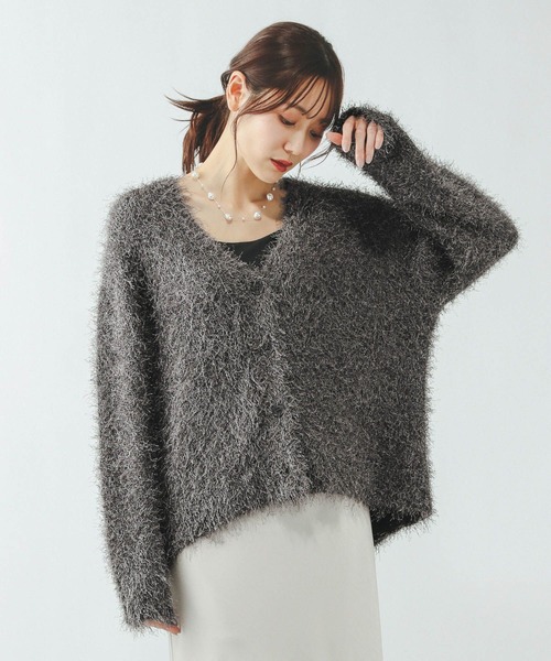 GLOBAL WORK（グローバルワーク）の「シャギーカーディガン/638405（カーディガン/ボレロ・レディース・ライトグレー/ベージュ系その他3/チャコールグレー・MEDIUM/LARGE）」の7枚目の写真