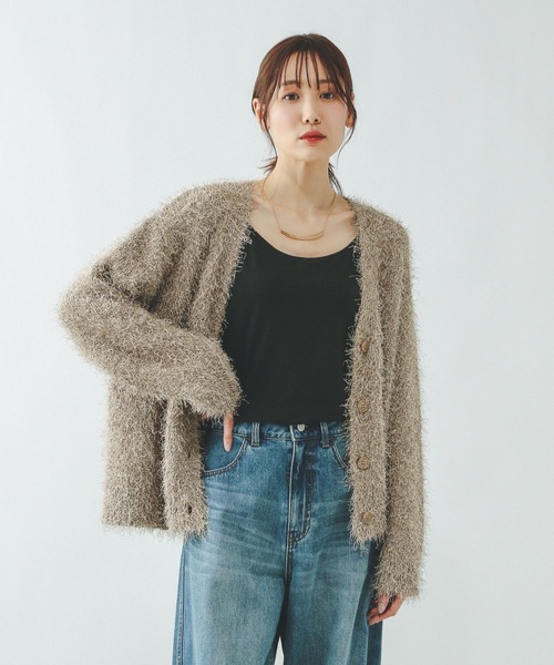GLOBAL WORK（グローバルワーク）の「シャギーカーディガン/638405（カーディガン/ボレロ・レディース・ライトグレー/ベージュ系その他3/チャコールグレー・MEDIUM/LARGE）」の14枚目の写真