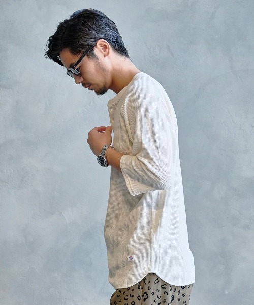 JEMORGAN(ジェーイーモーガン)の「『JEMORGAN LONG JOHNS/ジェーイーモーガンロングジョーンズ』CVCワッフル7分袖ラグランヘンリーTシャツ【+】(Tシャツ/カットソー・メンズ・モカ/ネイビー/ブラック/カーキ/杢グレー/ナチュラル/オフホワイト・L/XL/M)」の15枚目の写真