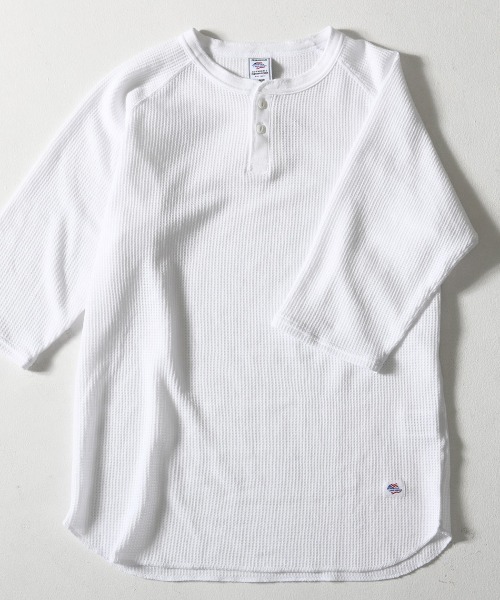 JEMORGAN(ジェーイーモーガン)の「『JEMORGAN LONG JOHNS/ジェーイーモーガンロングジョーンズ』CVCワッフル7分袖ラグランヘンリーTシャツ【+】(Tシャツ/カットソー・メンズ・モカ/ネイビー/ブラック/カーキ/杢グレー/ナチュラル/オフホワイト・L/XL/M)」の17枚目の写真