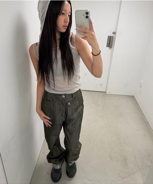 OJOS（オホス）の「Metal Denim Pants / Khaki（デニムパンツ・レディース・その他・1/2/3）」の6枚目の写真