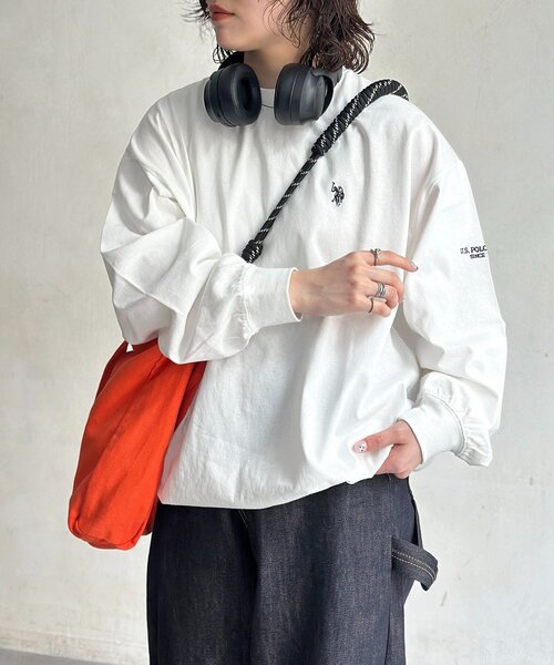 U.S. POLO ASSN.（ユーエスポロアッスン）の「スピンドルバルーンロンT（Tシャツ/カットソー・レディース・チャコールグレー/オフホワイト/グレー/サックスブルー・LARGE/MEDIUM）」の2枚目の写真