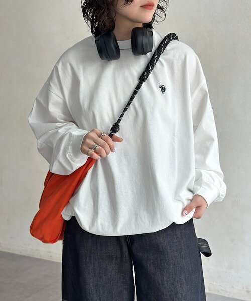 U.S. POLO ASSN.（ユーエスポロアッスン）の「スピンドルバルーンロンT（Tシャツ/カットソー・レディース・チャコールグレー/オフホワイト/グレー/サックスブルー・LARGE/MEDIUM）」の13枚目の写真