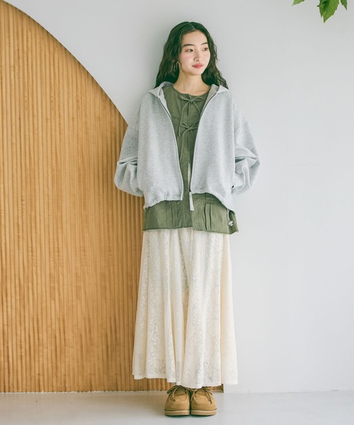 niko and...(ニコアンド)の「2SETレースロングスカート(スカート・レディース・アイボリー/チャコール/イエロー/ブルー・FREE)」の5枚目の写真