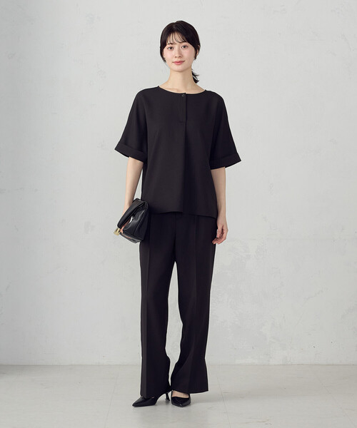 COMME CA ISM（コムサイズム）の「【ＵＶカット・吸汗速乾・接触冷感】ki re ri ポリエステルストレッチドライツイル ストレートパンツ/セットアップ対応（その他パンツ・レディース・ベージュ/ブラック・SMALL/MEDIUM/LARGE）」の4枚目の写真