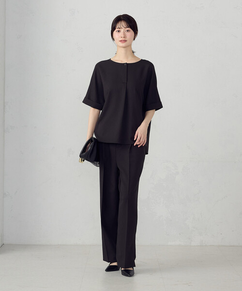 COMME CA ISM（コムサイズム）の「【ＵＶカット・吸汗速乾・接触冷感】ki re ri ポリエステルストレッチドライツイル ストレートパンツ/セットアップ対応（その他パンツ・レディース・ベージュ/ブラック・SMALL/MEDIUM/LARGE）」の5枚目の写真