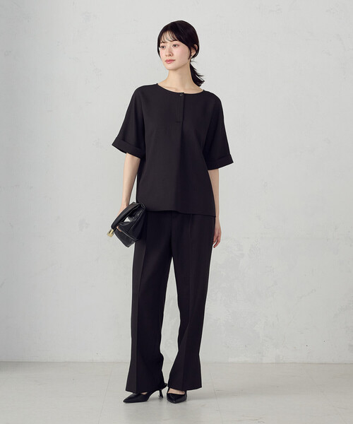 COMME CA ISM（コムサイズム）の「【ＵＶカット・吸汗速乾・接触冷感】ki re ri ポリエステルストレッチドライツイル ストレートパンツ/セットアップ対応（その他パンツ・レディース・ベージュ/ブラック・SMALL/MEDIUM/LARGE）」の6枚目の写真