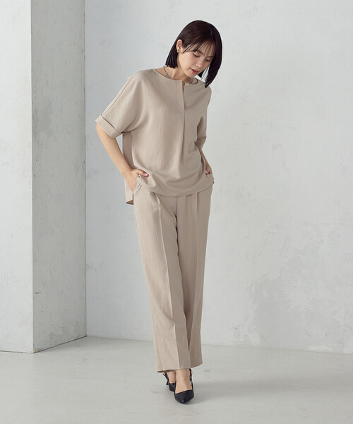 COMME CA ISM（コムサイズム）の「【ＵＶカット・吸汗速乾・接触冷感】ki re ri ポリエステルストレッチドライツイル ストレートパンツ/セットアップ対応（その他パンツ・レディース・ベージュ/ブラック・SMALL/MEDIUM/LARGE）」の10枚目の写真