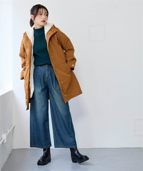 nissen（ニッセン）の「裏フェイクファーライナー付モッズコート（はっ水・静電気防止テープ付）＜大きいサイズ有＞（ダッフルコート・レディース・キャメル/ネイビー/カーキ/ブラック・L/LL/S/M）」の8枚目の写真