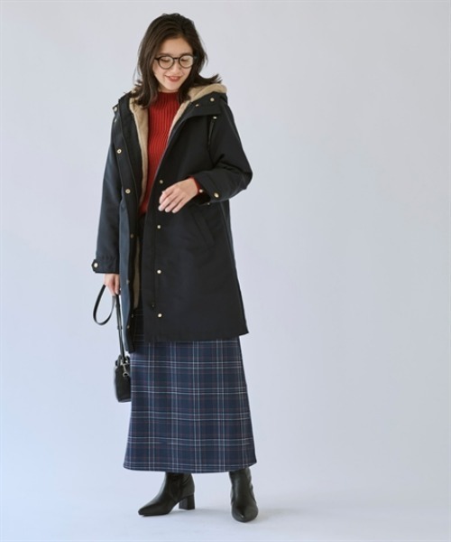 nissen（ニッセン）の「裏フェイクファーライナー付モッズコート（はっ水・静電気防止テープ付）＜大きいサイズ有＞（ダッフルコート・レディース・キャメル/ネイビー/カーキ/ブラック・L/LL/S/M）」の6枚目の写真