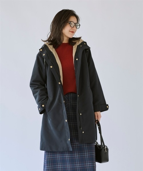 nissen（ニッセン）の「裏フェイクファーライナー付モッズコート（はっ水・静電気防止テープ付）＜大きいサイズ有＞（ダッフルコート・レディース・キャメル/ネイビー/カーキ/ブラック・L/LL/S/M）」の7枚目の写真