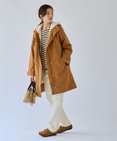 nissen（ニッセン）の「裏フェイクファーライナー付モッズコート（はっ水・静電気防止テープ付）＜大きいサイズ有＞（ダッフルコート・レディース・キャメル/ネイビー/カーキ/ブラック・L/LL/S/M）」の14枚目の写真