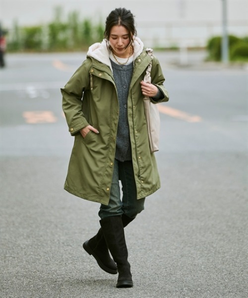 nissen（ニッセン）の「裏フェイクファーライナー付モッズコート（はっ水・静電気防止テープ付）＜大きいサイズ有＞（ダッフルコート・レディース・キャメル/ネイビー/カーキ/ブラック・L/LL/S/M）」の22枚目の写真