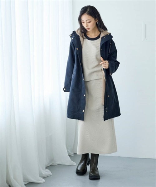 nissen（ニッセン）の「裏フェイクファーライナー付モッズコート（はっ水・静電気防止テープ付）＜大きいサイズ有＞（ダッフルコート・レディース・キャメル/ネイビー/カーキ/ブラック・L/LL/S/M）」の17枚目の写真