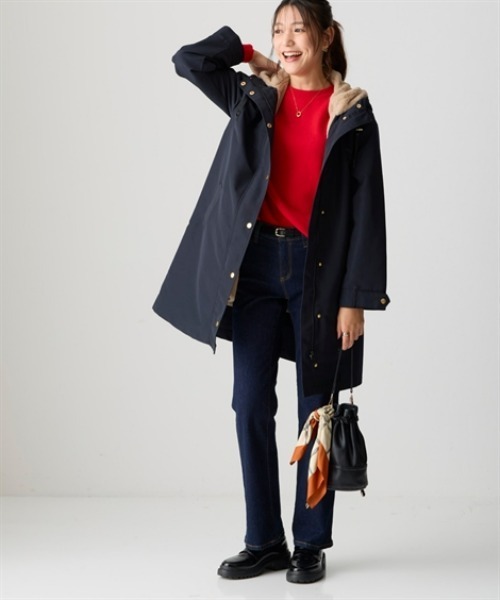 nissen（ニッセン）の「裏フェイクファーライナー付モッズコート（はっ水・静電気防止テープ付）＜大きいサイズ有＞（ダッフルコート・レディース・キャメル/ネイビー/カーキ/ブラック・L/LL/S/M）」の5枚目の写真