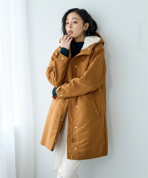 nissen（ニッセン）の「裏フェイクファーライナー付モッズコート（はっ水・静電気防止テープ付）＜大きいサイズ有＞（ダッフルコート・レディース・キャメル/ネイビー/カーキ/ブラック・L/LL/S/M）」の9枚目の写真