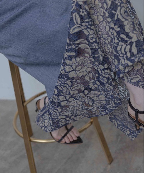 Eimee Law(エイミーロウ)の「レーストリムデニムワンピース(ワンピース・レディース・ブルー/ネイビー/ブラック・FREE)」の6枚目の写真