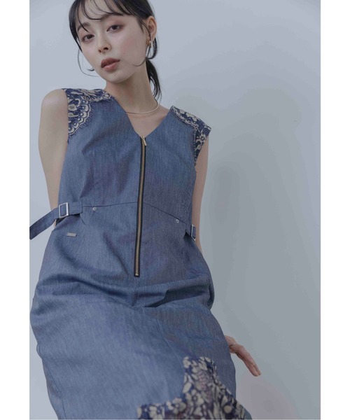 Eimee Law(エイミーロウ)の「レーストリムデニムワンピース(ワンピース・レディース・ブルー/ネイビー/ブラック・FREE)」の7枚目の写真