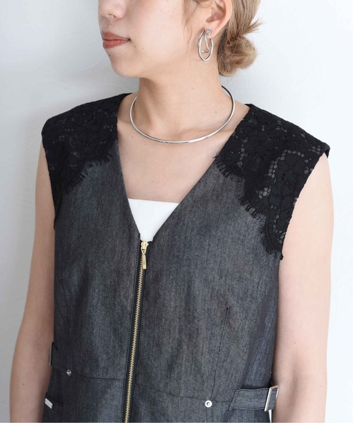 Eimee Law(エイミーロウ)の「レーストリムデニムワンピース(ワンピース・レディース・ブルー/ネイビー/ブラック・FREE)」の12枚目の写真