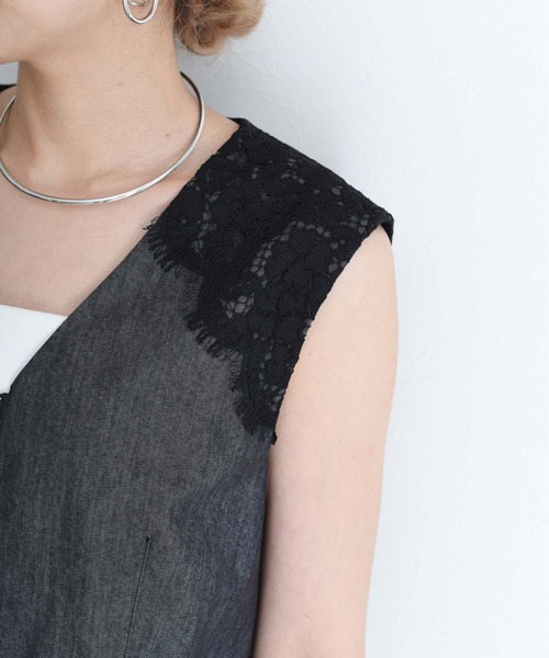 Eimee Law(エイミーロウ)の「レーストリムデニムワンピース(ワンピース・レディース・ブルー/ネイビー/ブラック・FREE)」の13枚目の写真