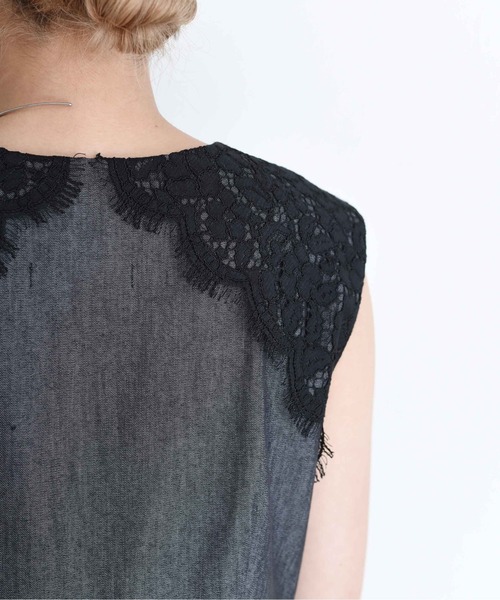 Eimee Law(エイミーロウ)の「レーストリムデニムワンピース(ワンピース・レディース・ブルー/ネイビー/ブラック・FREE)」の16枚目の写真