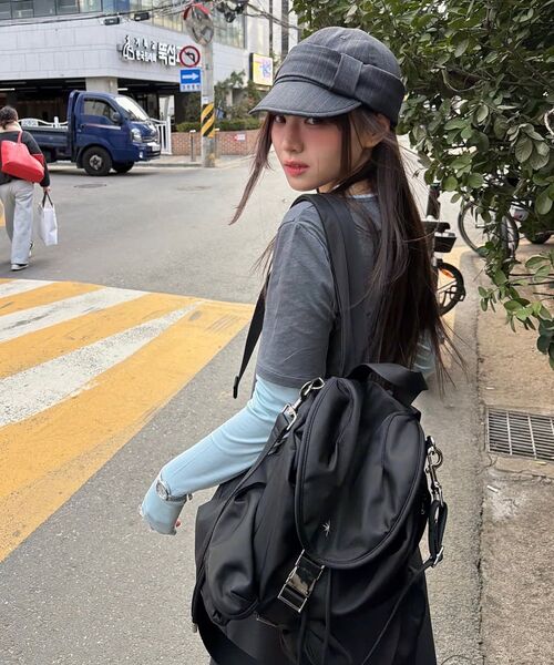TYPESERVICE（タイプサービス）の「Striped Belted Cap [Charcoal]（キャップ・レディース・その他・FREE）」の4枚目の写真