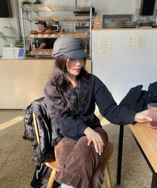 TYPESERVICE（タイプサービス）の「Striped Belted Cap [Charcoal]（キャップ・レディース・その他・FREE）」の2枚目の写真
